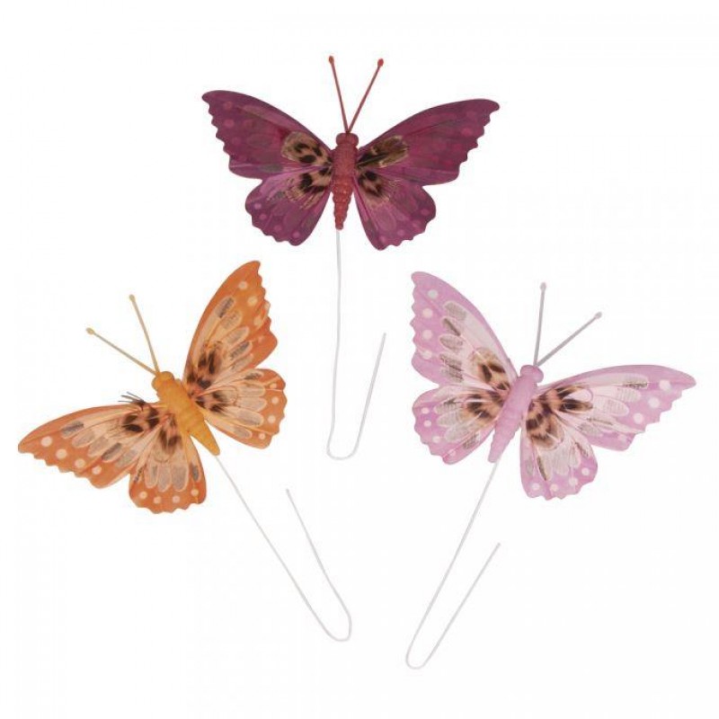 Πεταλούδες Χρωματιστές 3τεμ 10cm