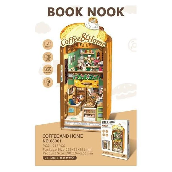 Book Nook Ξύλινο 3D Puzzle με Φωτισμό Coffee and Home