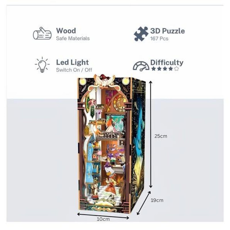 Book Nook Ξύλινο 3D Puzzle με Φωτισμό Mystical Magical Power