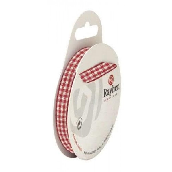 Κορδέλα Καρό 10mm 6.3m Κόκκινη