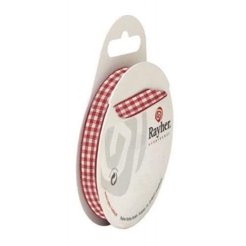 Κορδέλα Καρό 10mm 6.3m Κόκκινη