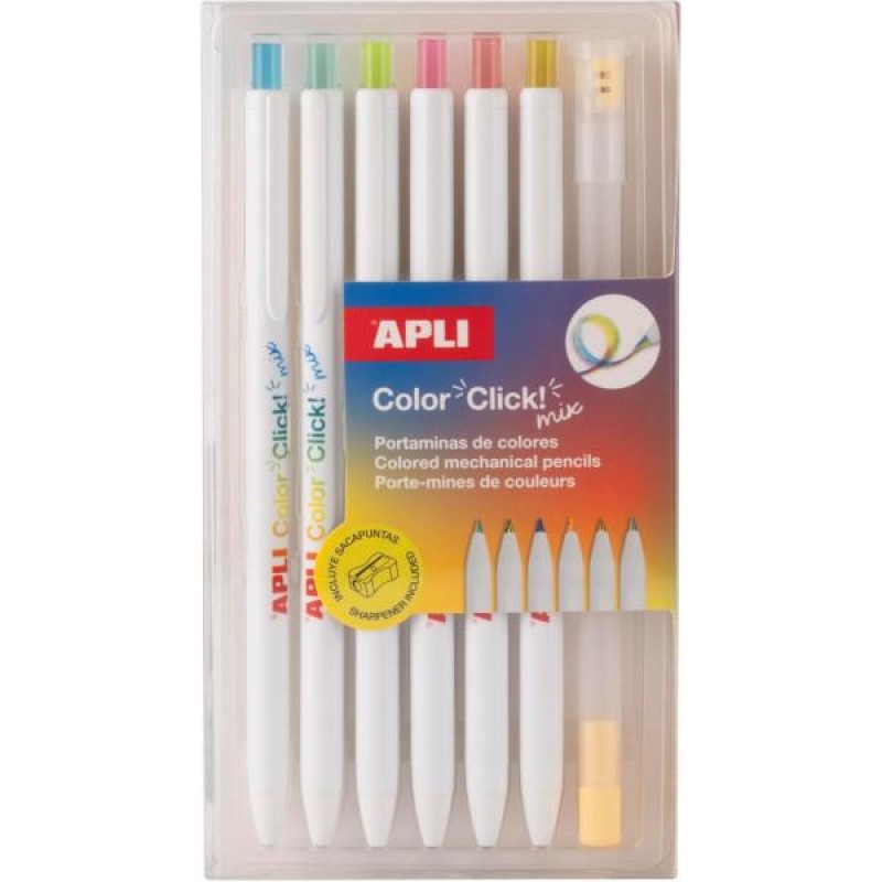 Apli Σετ 6 Χρωματιστά Μηχανικά Μολύβια 3mm Rainbow