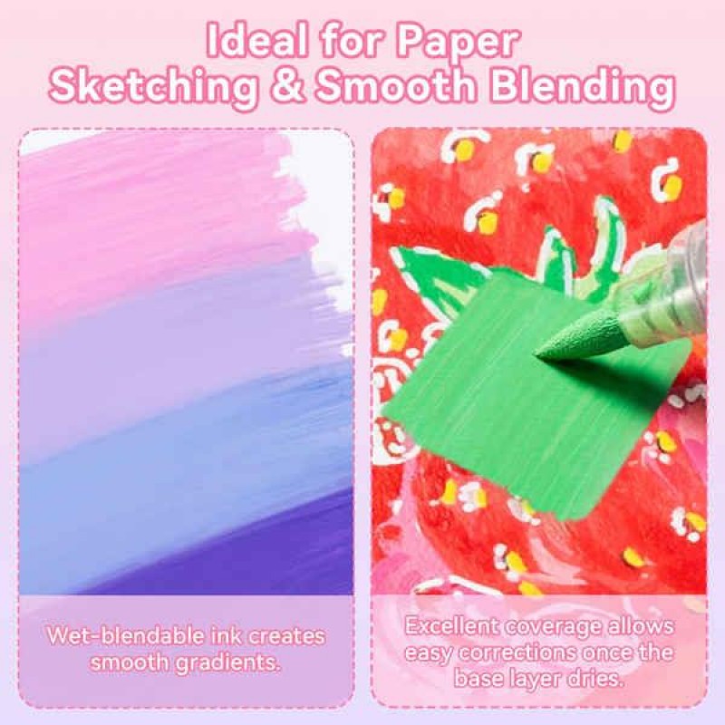 Ohuhu Waimoku Σετ 24 Ακρυλικών Μαρκαδόρων Cotton-Core Brush - Bullet