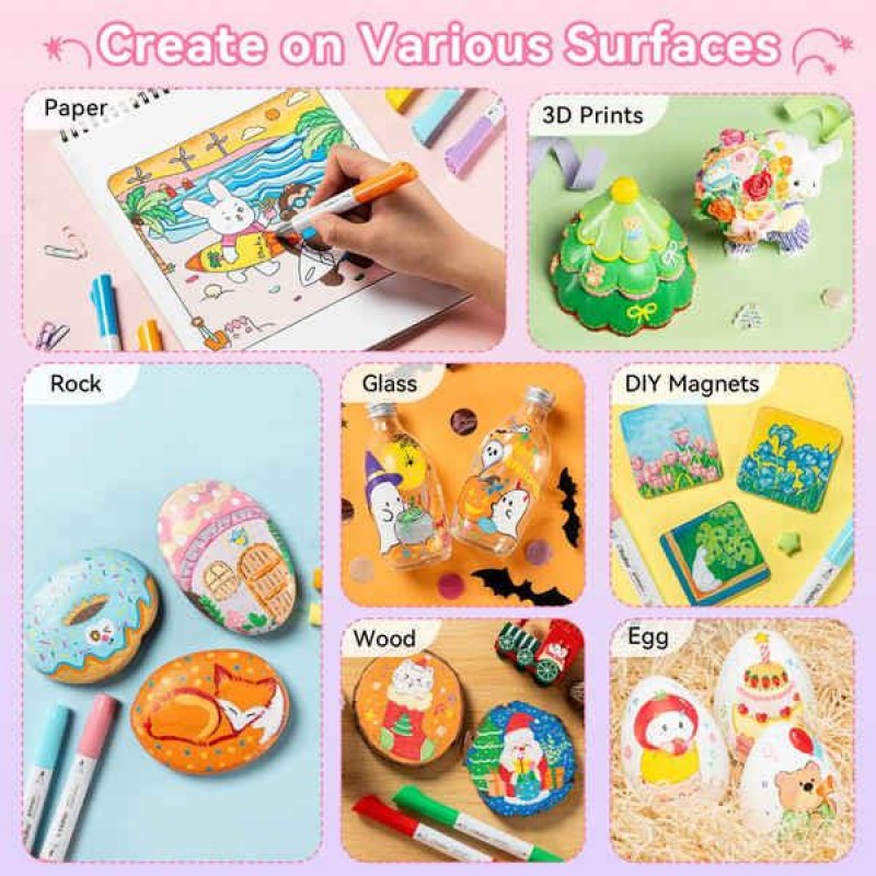 Ohuhu Waimoku Σετ 24 Ακρυλικών Μαρκαδόρων Cotton-Core Brush - Bullet