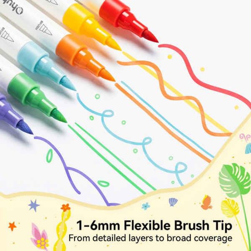 Ohuhu Kalalau Σετ 30 Ακρυλικών Μαρκαδόρων με Μύτη Πινέλο