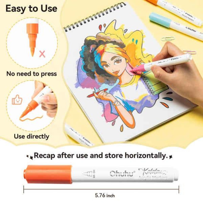 Ohuhu Kalalau Σετ 30 Ακρυλικών Μαρκαδόρων με Μύτη Πινέλο