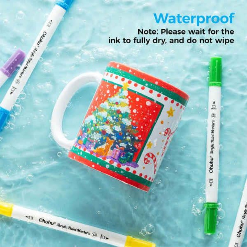 Ohuhu Akaka Σετ 72 Ακρυλικών Μαρκαδόρων Διπλής Μύτης Λεπτή - Στρογγυλή (Dot)