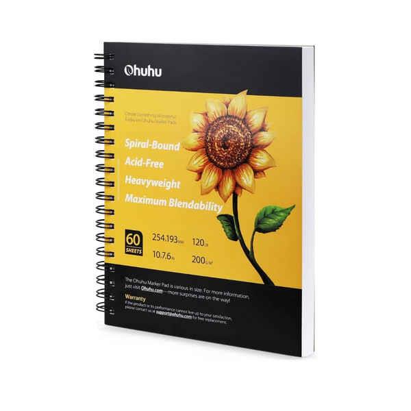 Ohuhu Marker Sketchbook Σπιράλ 25,4x19,3cm 200gr 60 Φύλλα