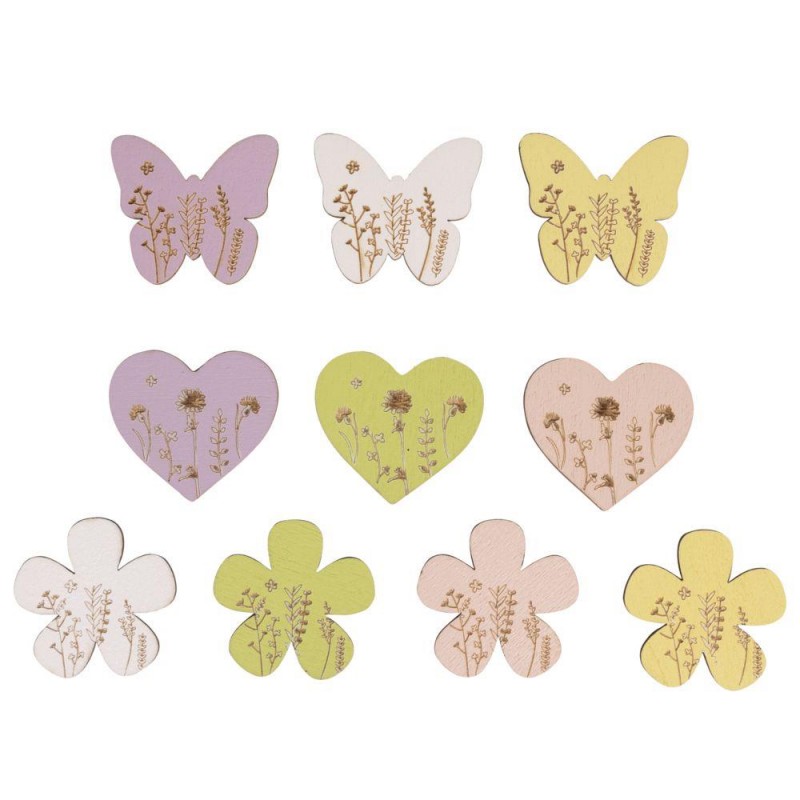 Ξύλινα Διακοσμητικά Floral 3.3-3.6cm 10τεμ
