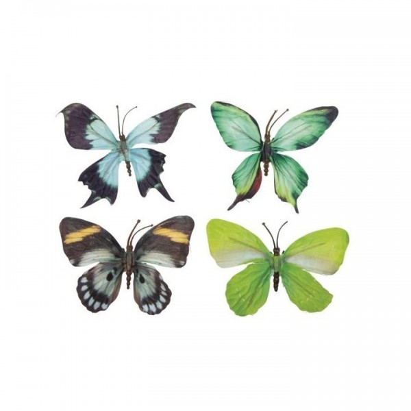 Σετ 4 3D Υφασμάτινες Πεταλούδες 8,5cm Πράσινες