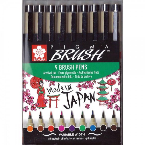 Σετ 9 Pigma Micron Brush Χρωματιστά Σετ 9 Pigma Micron Brush Χρωματιστά