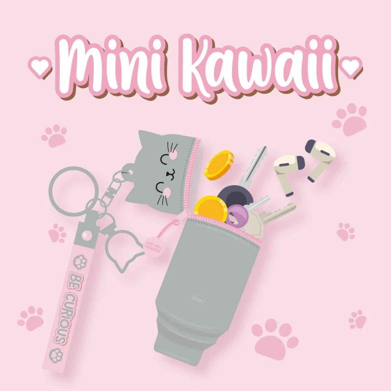 Legami Mini Kawaii - Coin Purse With Key Ring - Kitty