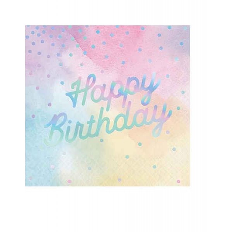 Χαρτοπετσέτες Φαγητού Iredescent Happy Birthday 16τεμ Χαρτοπετσέτες Φαγητού Iredescent Happy Birthday 16τεμ