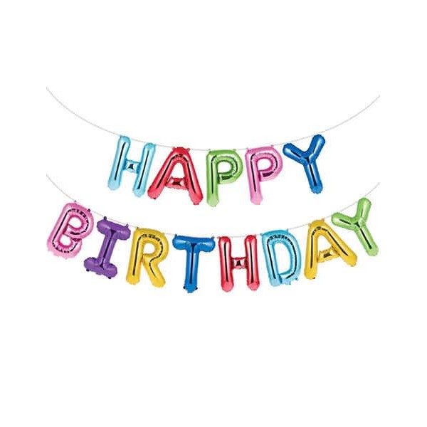 Creative Converting Γιρλάντα Γραμμάτων Happy Birthday Metallic Rainbow 4m