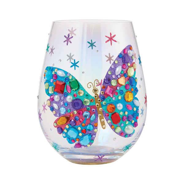 Lolita Handmade Bejewelled Butterfly Stemless Glass 12,5cm