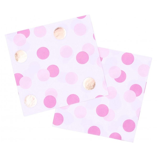 Χαρτοπετσέτες Φαγητού Pink and Gold Dots 16τεμ