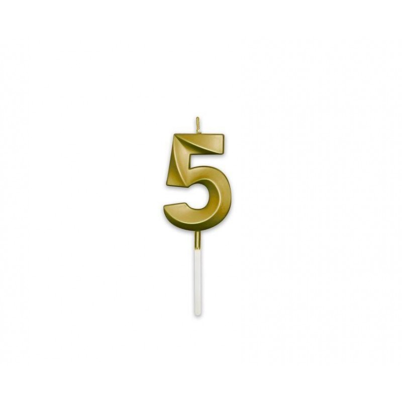 Κερί Μεταλλικό Χρυσό 9cm No 5