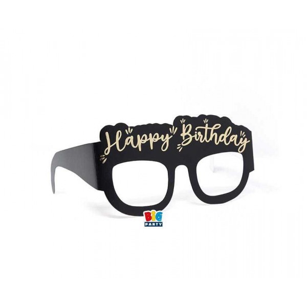 Γυαλιά Χάρτινα Happy Birthday Gold 6τεμ