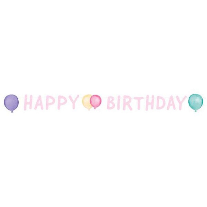Γιρλάντα γράμματα Happy Birthday Pastel 150cm