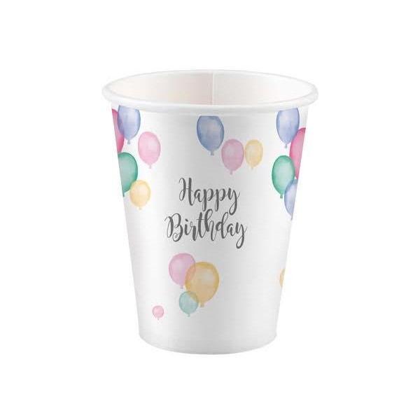 Ποτήρια Xάρτινα 250ml Happy Birthday Pastel 8τεμ Ποτήρια Xάρτινα 250ml Happy Birthday Pastel 8τεμ