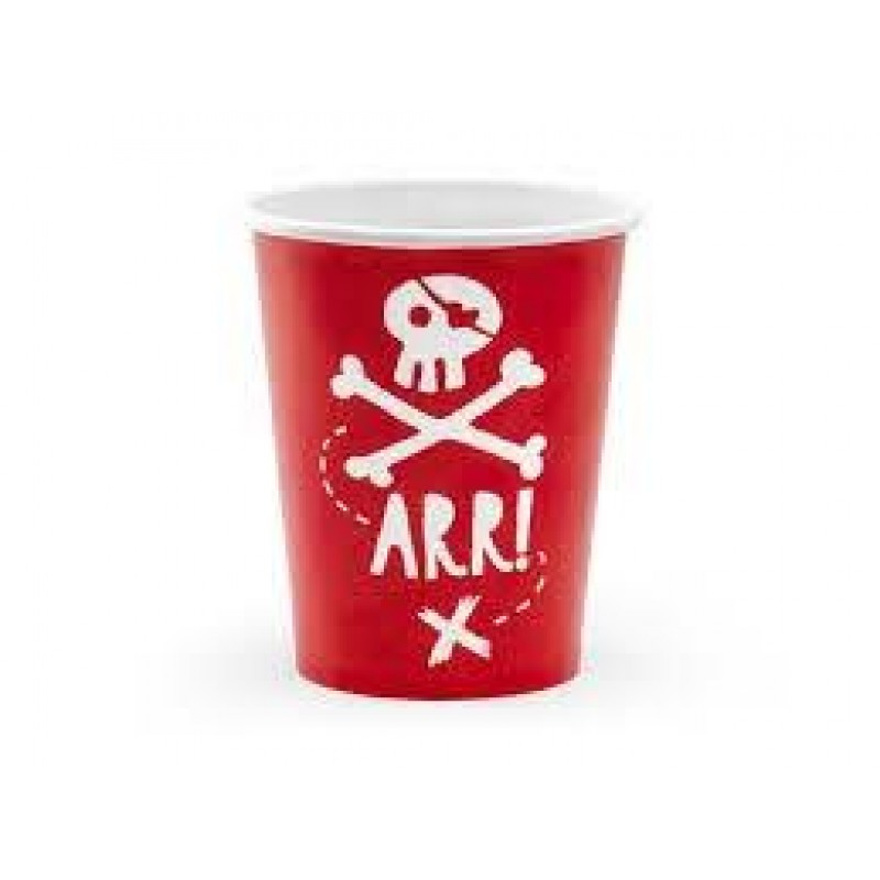 Ποτήρια Xάρτινα 220ml Pirates Red 6τεμ