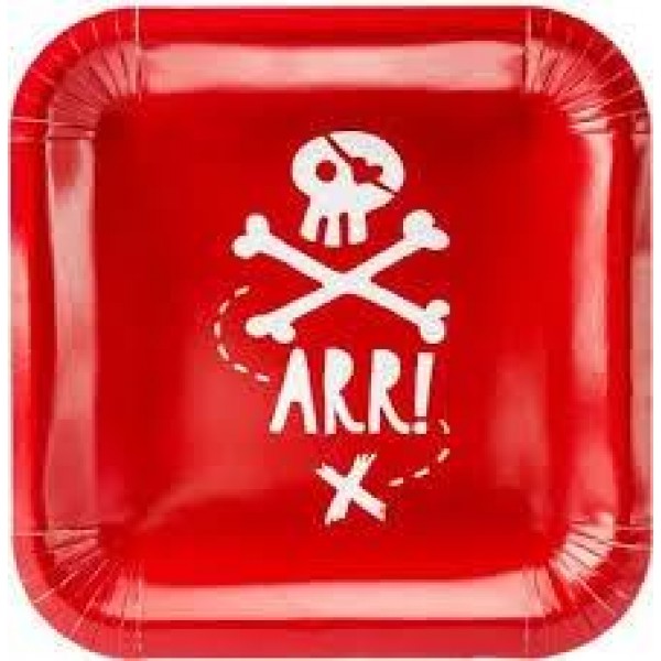 Χάρτινα Πιάτα Γλυκού Τετράγωνα Pirates Red 6τεμ Χάρτινα Πιάτα Γλυκού Τετράγωνα Pirates Red 6τεμ