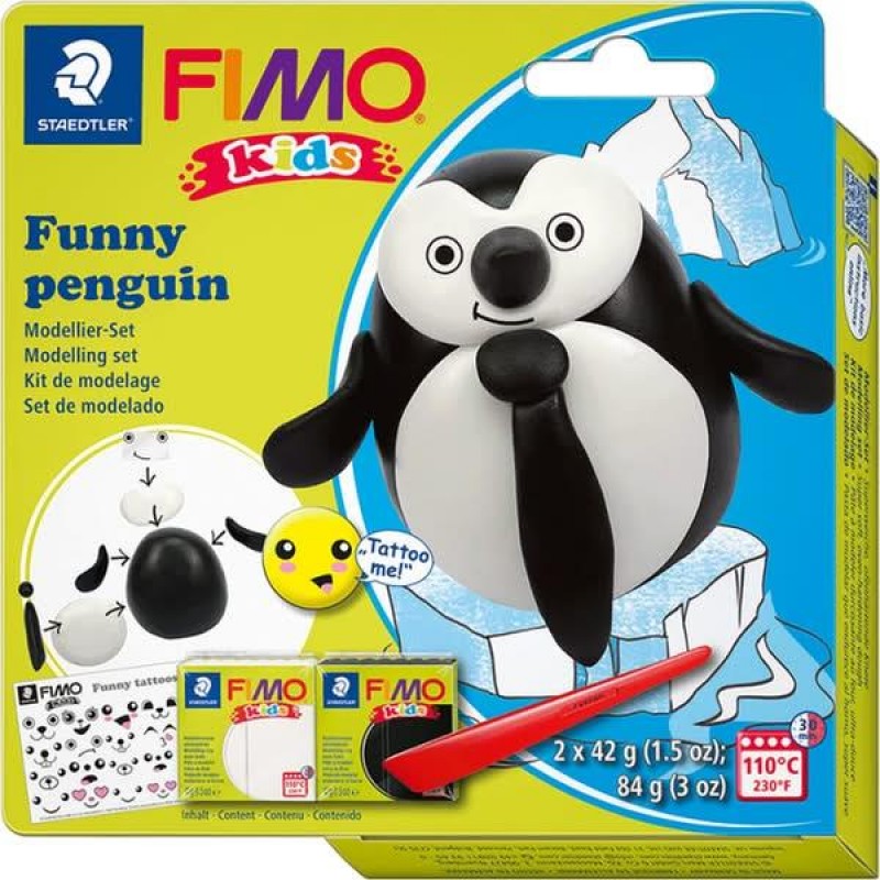 Σετ Πολυμερικού Πηλού STAEDTLER FIMO Kids Funny Penguin (Πιγκουίνος) 2x42g Σετ Πολυμερικού Πηλού STAEDTLER FIMO Kids Funny Penguin (Πιγκουίνος) 2x42g