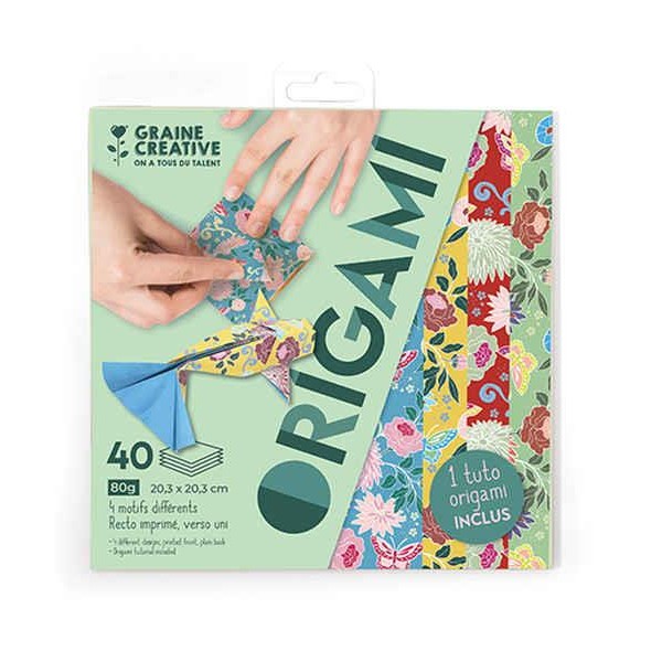 40 Φύλλα Origami 20x20cm 4 Σχέδια Φωτεινά Χρώματα