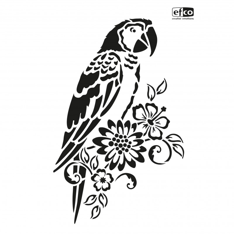 Stencil Α4 Παπαγάλος - Λουλούδια