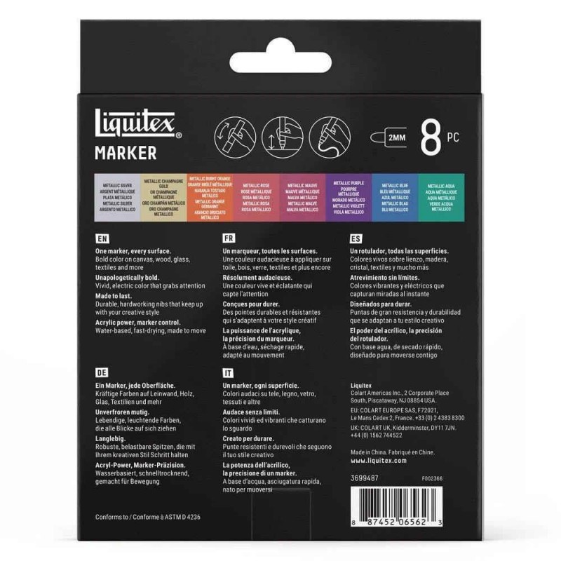 Liquitex Κασετίνα με 8 Ακρυλικούς Μαρκαδόρους 2mm Metallic