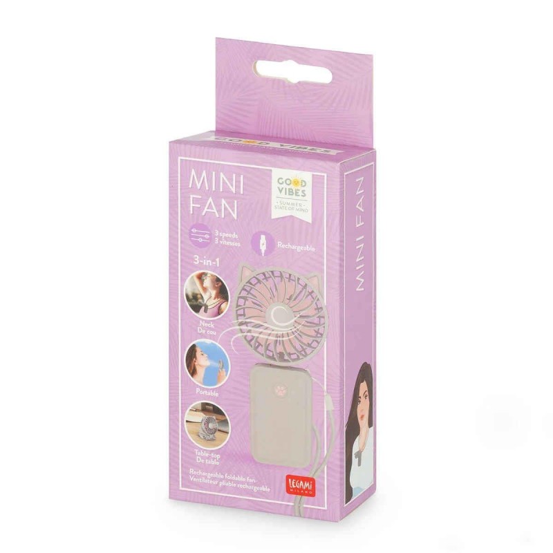 Legami Rechargeable Foldable Fan - Kitty