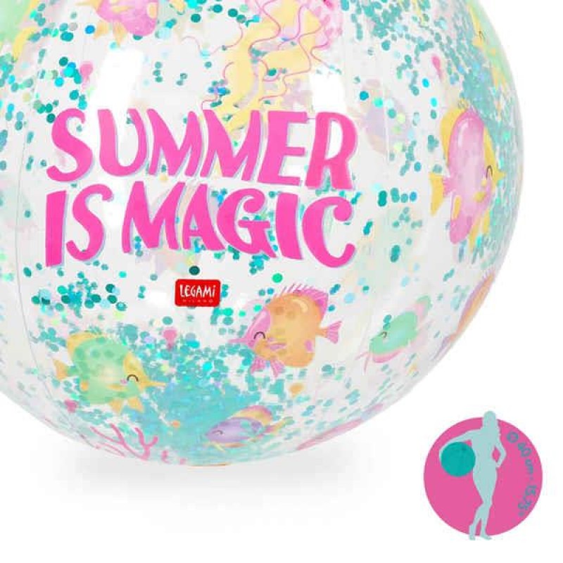 Legami Inflatable Glitter Beach Ball Summer is Magic