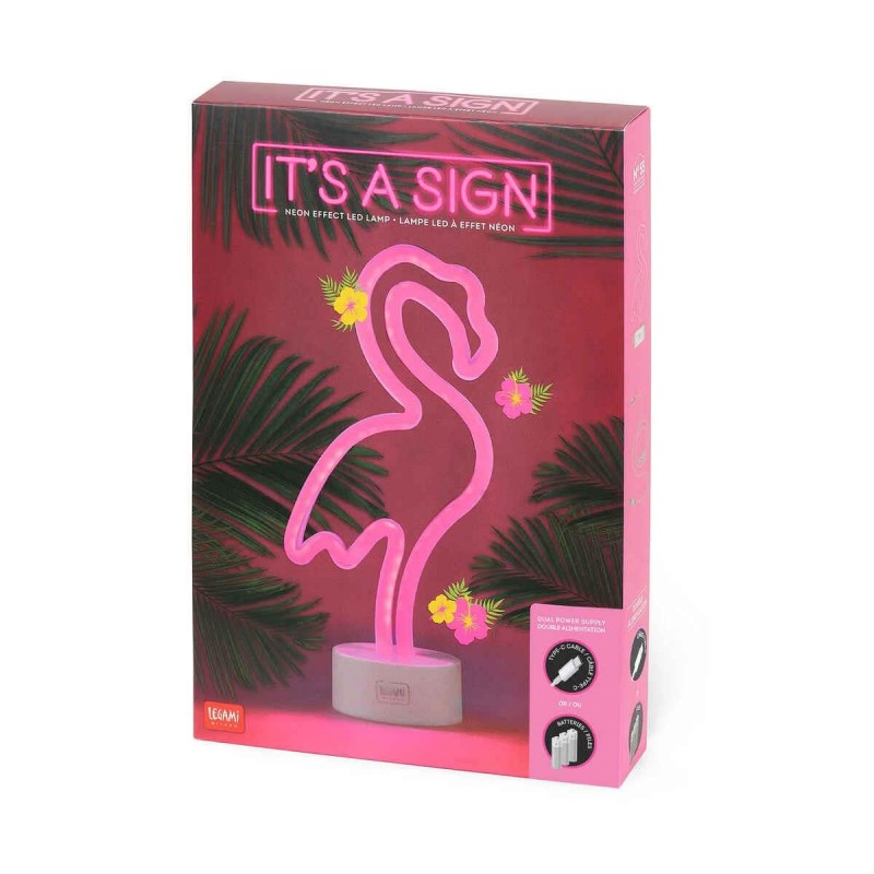 Legami Neon-Effect LED Lamp Its a Sign Flamingo