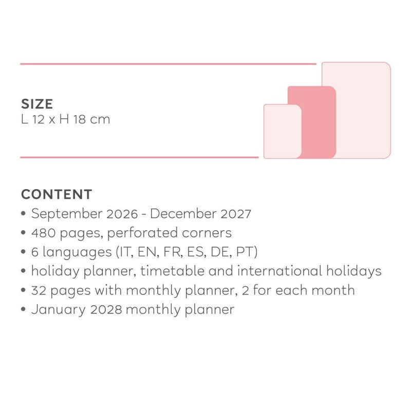 Legami 16-Month Diary 2027 - Raspberry Jam - Medium - Daily