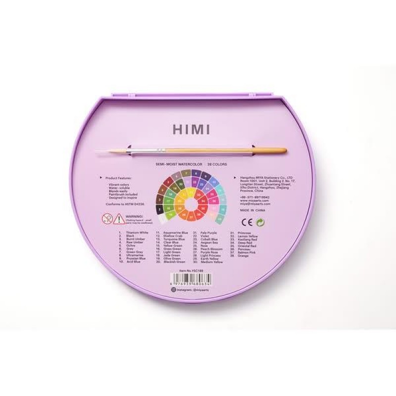 HIMI Σετ 38 Χρωμάτων Ακουαρέλας (Semi-Moist) με Πινέλο