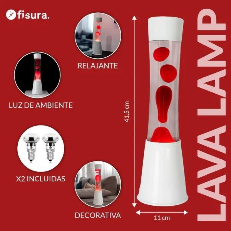 Fisura Lava Lamp Tower Red White Base