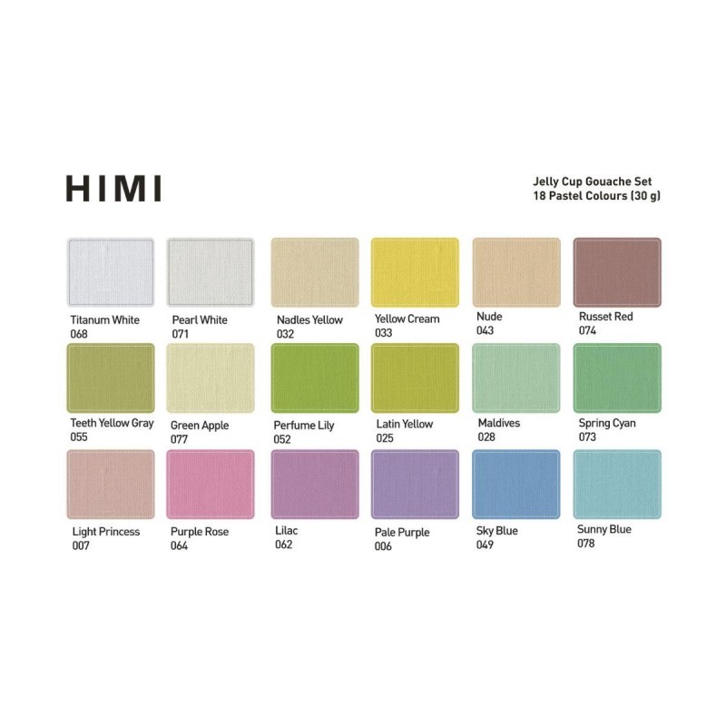 HIMI Jelly Cup Gouache Σετ 18 Παστέλ Χρωμάτων με 3 Πινέλα + Παλέτα Ανάμιξης