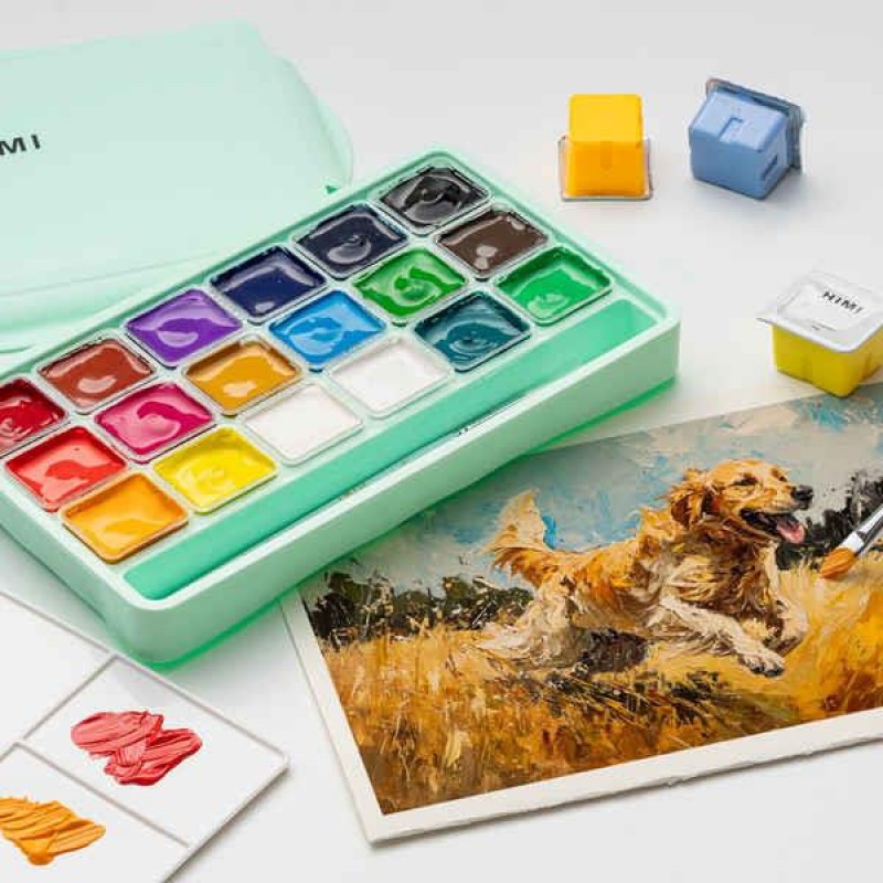 HIMI Jelly Cup Gouache Σετ 18 Χρωμάτων με 3 Πινέλα + Παλέτα Ανάμιξης