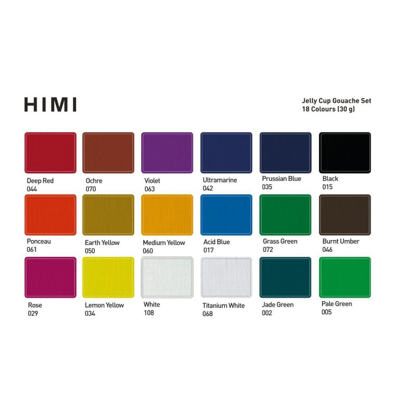 HIMI Jelly Cup Gouache Σετ 18 Χρωμάτων με 3 Πινέλα + Παλέτα Ανάμιξης