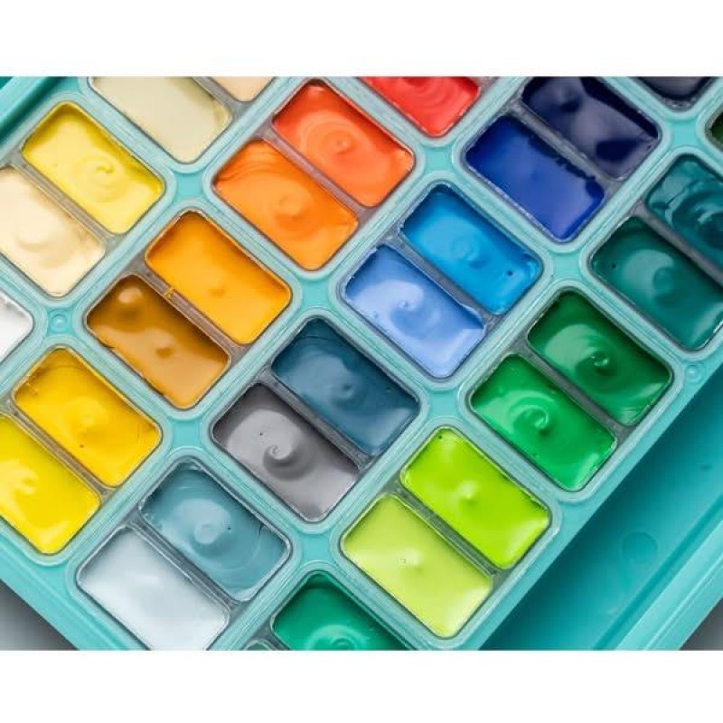 HIMI Twin Cup Gouache Σετ 48 Χρωμάτων με 3 Πινέλα + Παλέτα Ανάμιξης
