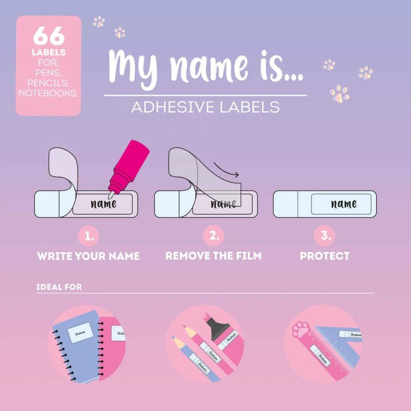 Legami Σετ 66 Αυτοκόλλητες Ετικέτες My Name Is... - Γατούλα