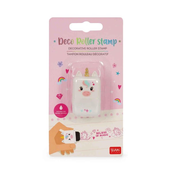 Legami Decorative Roller Stamp Unicorn - Fuchsia Ink