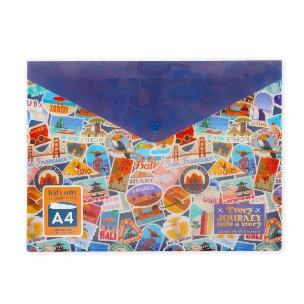 Legami Πλαστικός Φάκελος με Κουμπί A4 - Travel Stickers