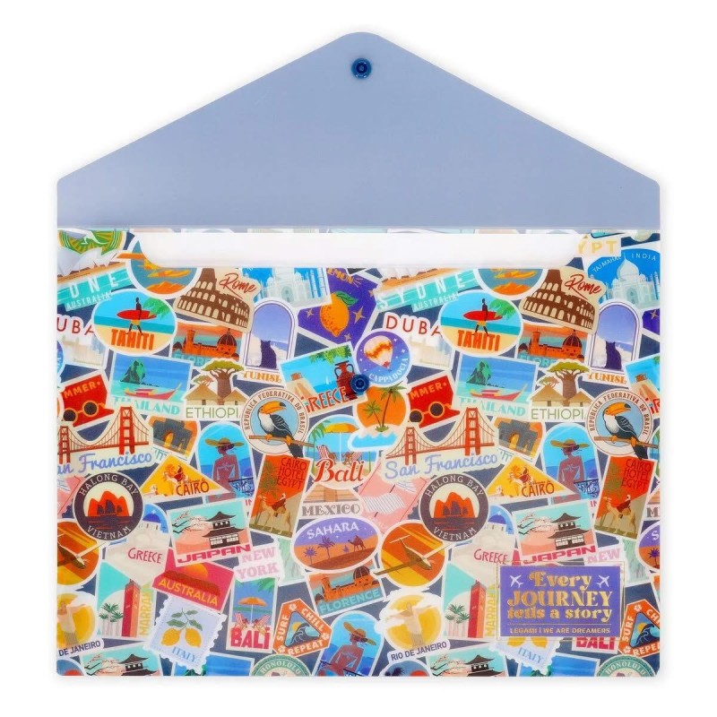 Legami Πλαστικός Φάκελος με Κουμπί A4 - Travel Stickers