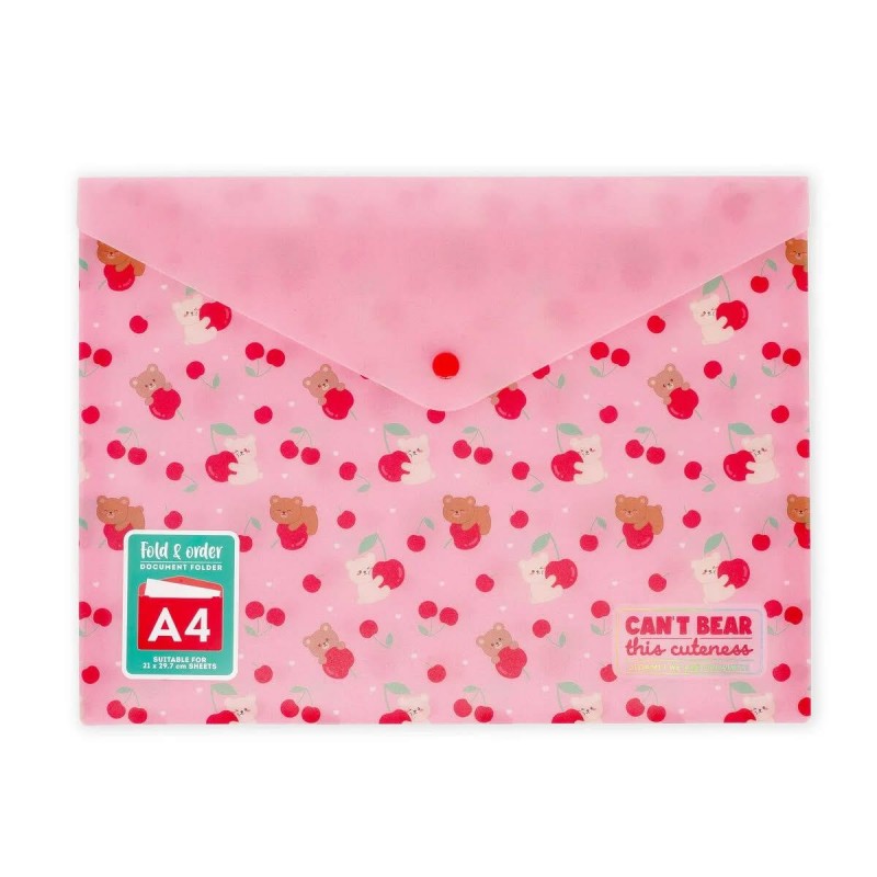 Legami Πλαστικός Φάκελος με Κουμπί A4 - Teddy Bear Cherry Pink