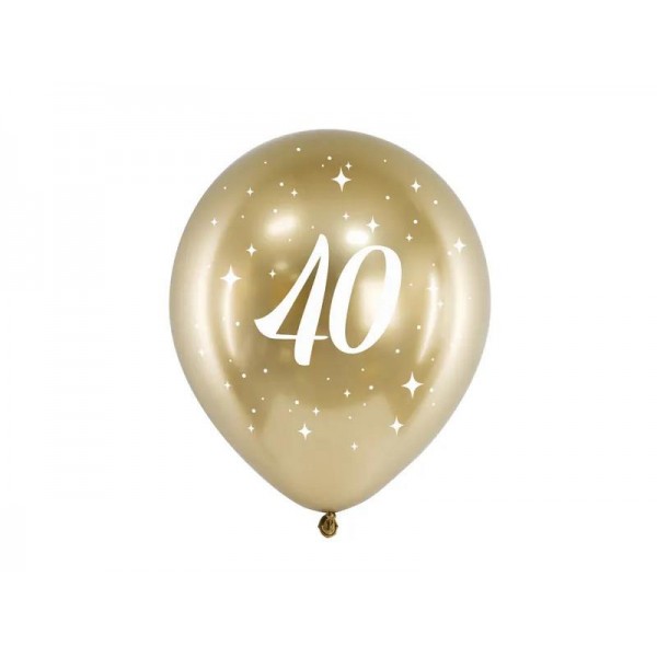 Μπαλόνια Glossy 30cm Gold 40yo 6τεμ