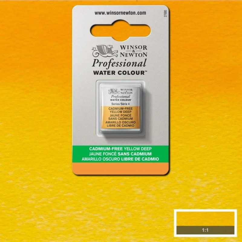 Winsor Newton Half Pan Ακουαρέλας Professional 891 Cadmium Free Yellow Deep Series 4
