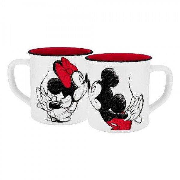 Disney Κούπα 400ml Mickey Kiss Sketch Red White-Red