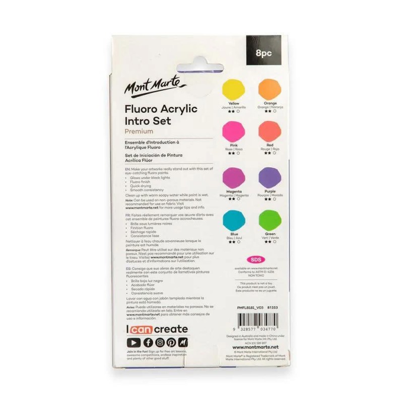 Mont Marte 8 Ακρυλικά 18ml Φωσφορίζε Χρώματα Mont Marte 8 Ακρυλικά 18ml Φωσφορίζε Χρώματα