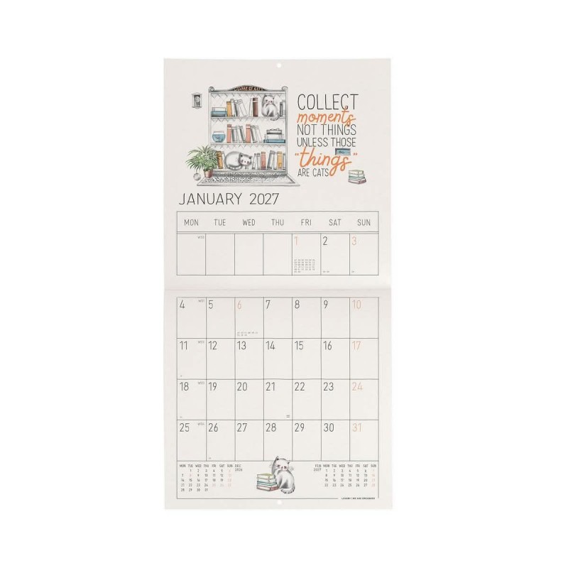 Legami Wall Calendar 2027 - Cats - Sketchy Cats - 18x18cm